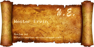 Wester Ervin névjegykártya